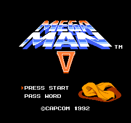 Mega Man 5 title screen for NES